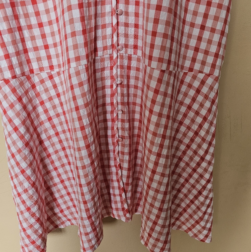 Ann Taylor LOFT Red & White Gingham Plaid Maxi Dress 14 Cottagecore Tomato Girl - Picture 4 of 11